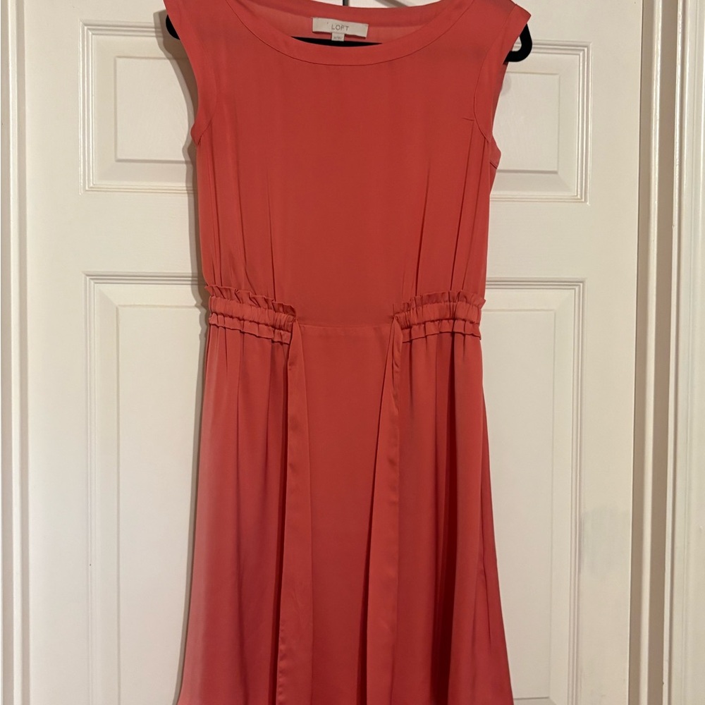 LOFT Vibrant Coral Sleeveless Dress
